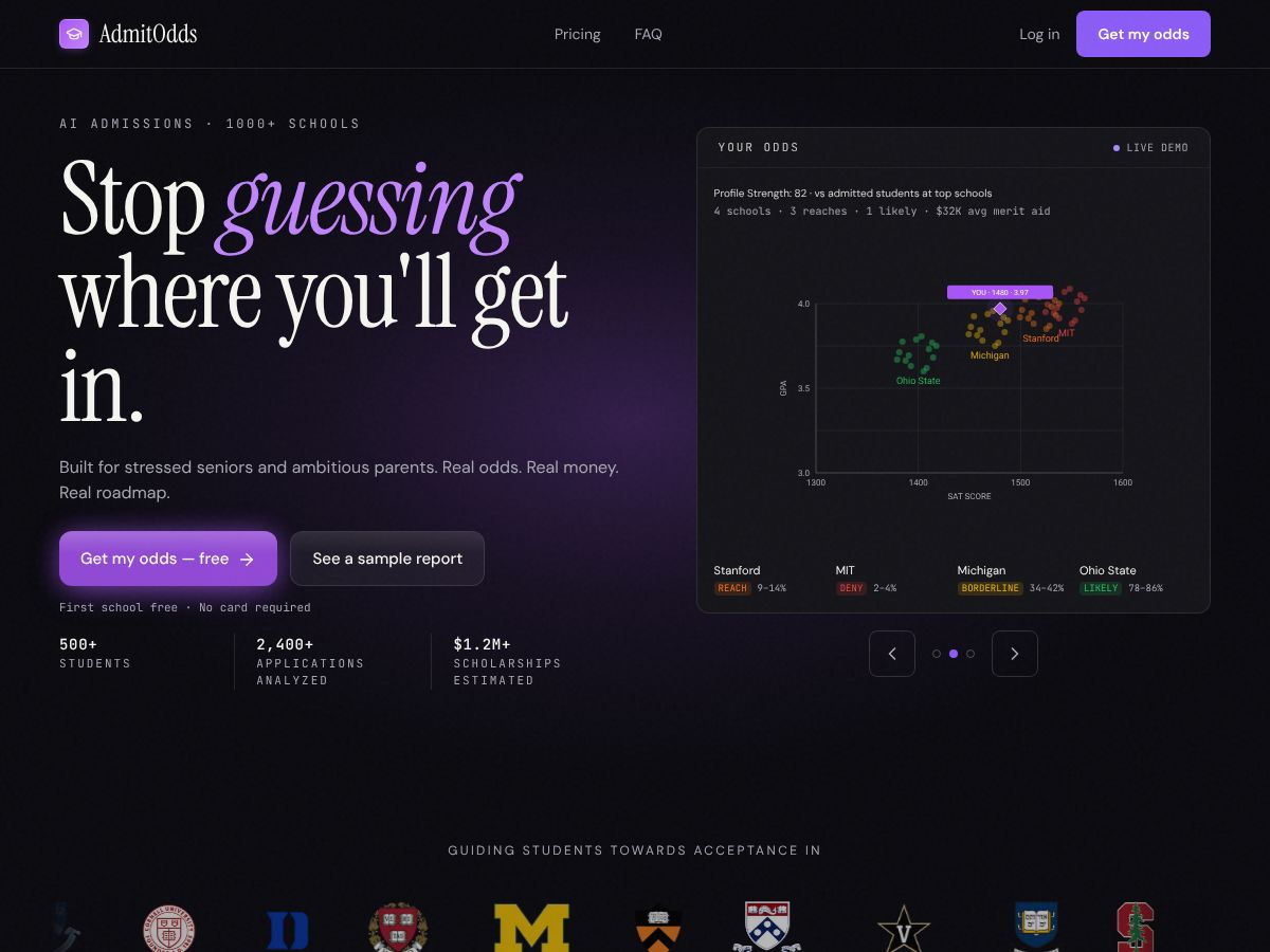 AdmitOdds — Know Your Real Chances screenshot