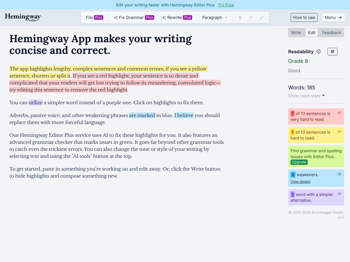 Hemingway Editor screenshot