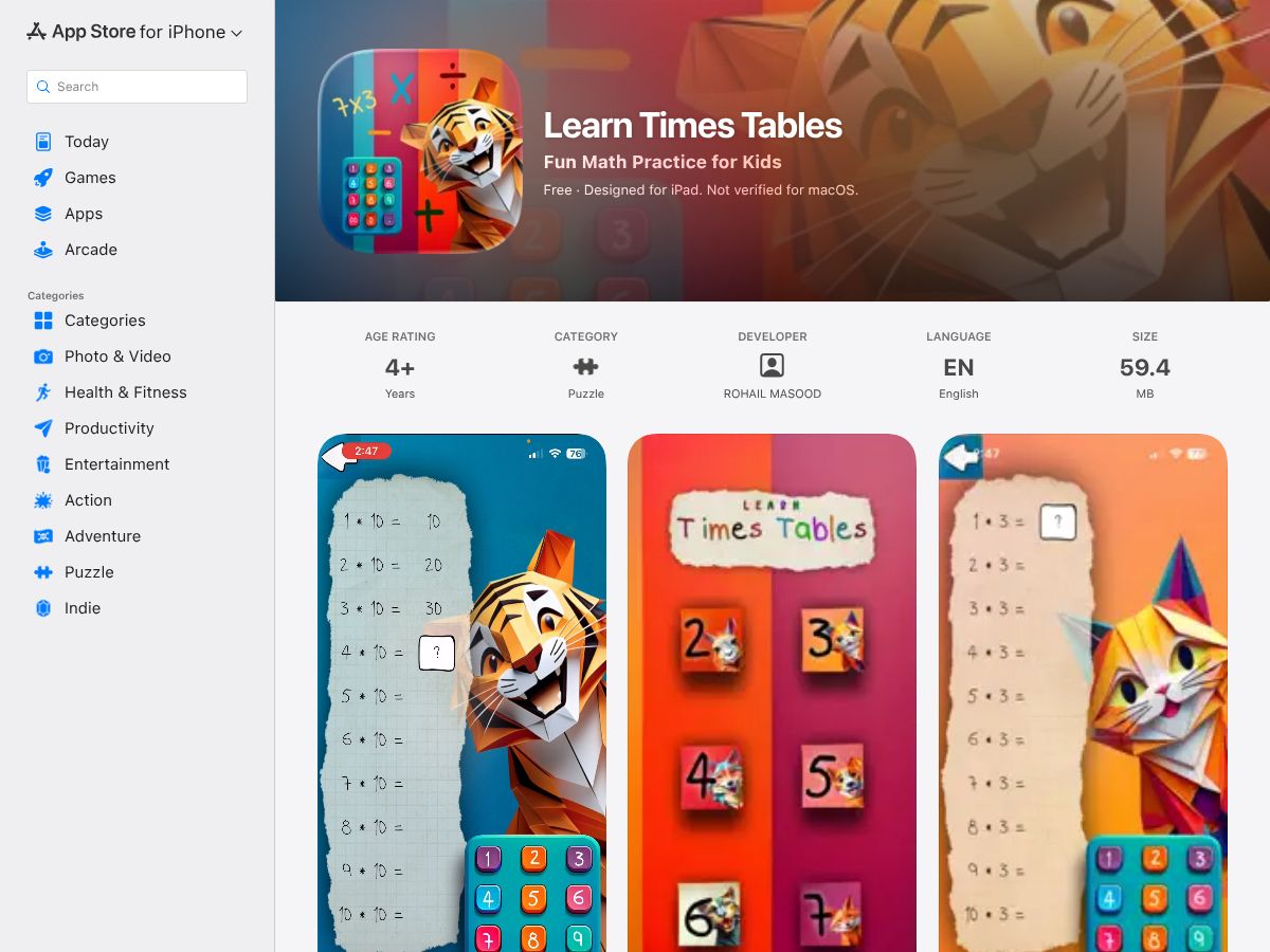 Learn Times Tables screenshot