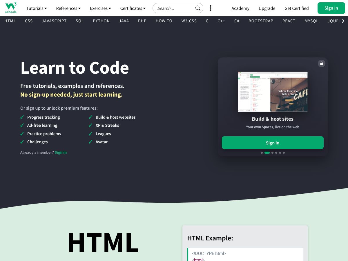 W3Schools screenshot