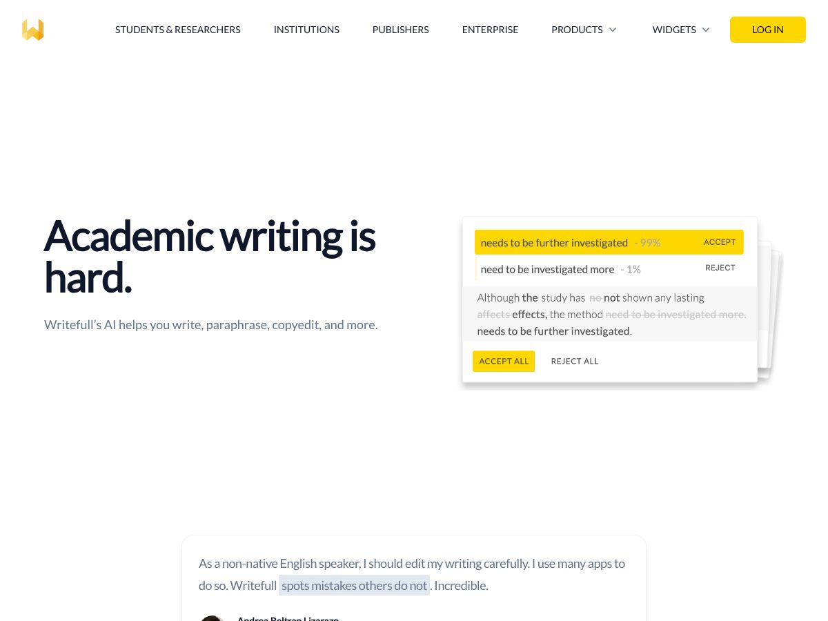 Writefull screenshot