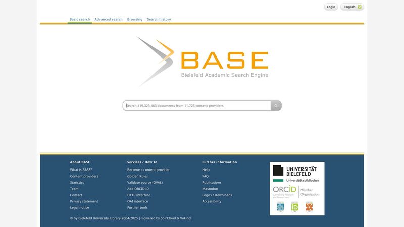 BASE Search screenshot